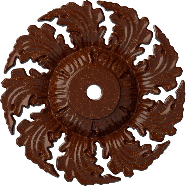 Ekena Millwork Needham Ceiling Medallion (Canopies up to 4 1/4"), 14 5/8"OD x 2 1/4"P, Burnished Mahogany Crackle CM14NEBMC - main